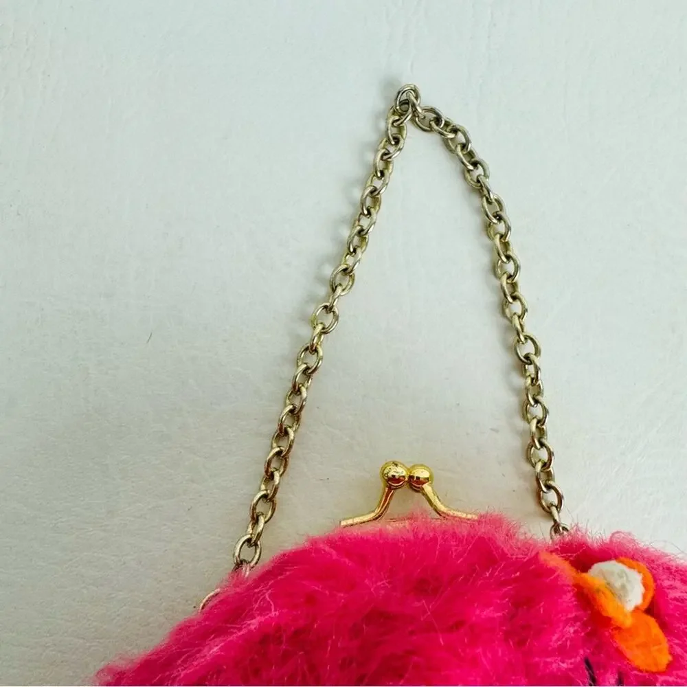 Gymboree Childs Girls Homecoming Pink Furry Plush Owl Coin Purse Bag‎